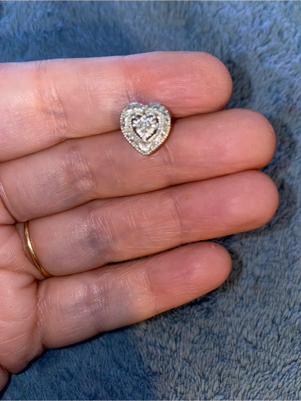 Sterling Silver 925 Heart Stud Earrings with Real Diamond Chip Accents - Silver - Picture 2 of 5